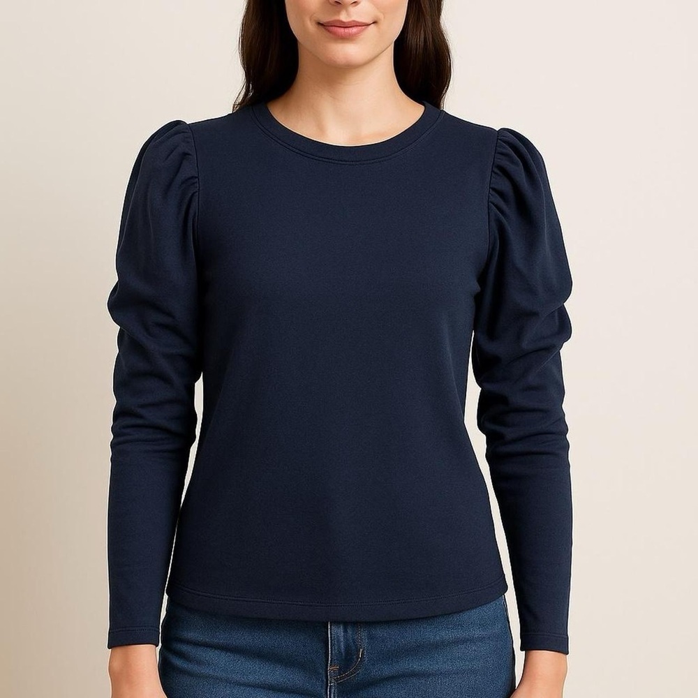 Collective Concepts Dark Blue Puff Sleeve Top
